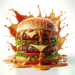 Juicy Burger with Cheese Splash