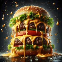 Juicy Burger with Cheese Splash