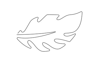 Monstera Leaf one line drawing minimalist continuous, Monstera plant leaf continuous one line drawing for minimalist design .