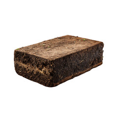 peat moss block isolated die cut 