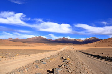 landscape on a road trip from Uyuni to the south of Bolivia