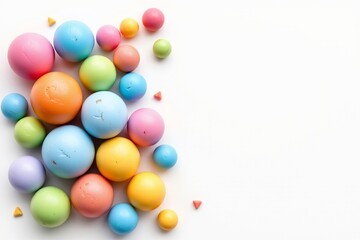 abstract illustration of candy spheres in playful pastel colors, a whimsical and artistic representation of sweet treats