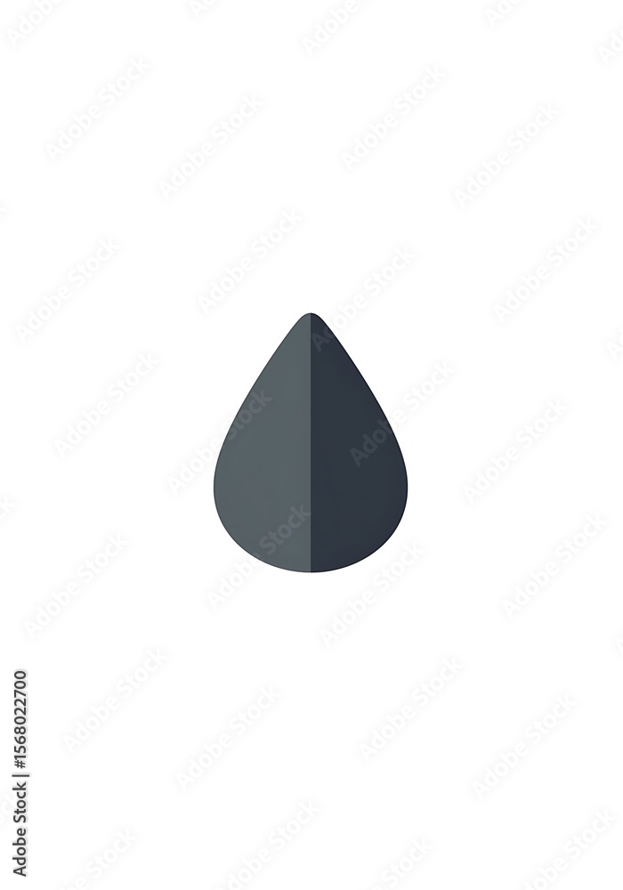 Poster A simple gray teardrop shape with a gradient effect on a plain white background in a minimalist style
