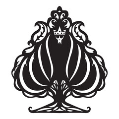 Gothic spade symbol with crowned skull and serpents