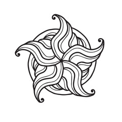Hand-drawn five-point star with flowing lines and circular frame