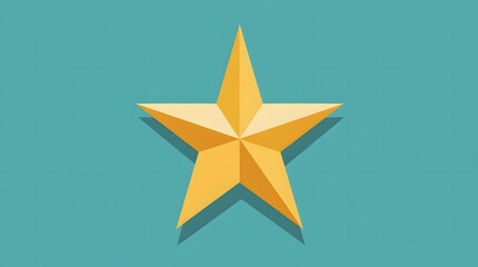Obraz premium Yellow star illustration with a flat design on a turquoise background
