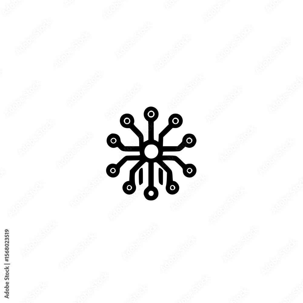Poster vector network pattern icon with central circle symbolizing connectivity technology and communicatio