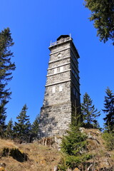 the lookout tower Rozhledna Pajndl, Tisovsky vrch, Nejdek in Bohemia near Karlovy Vary, Karlsbad,...