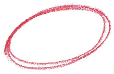 Red wax crayon highlight circle on transparent background cut out design element