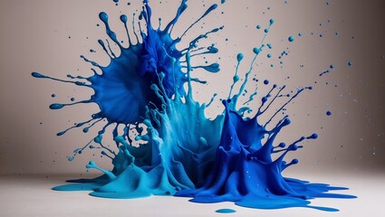 Vibrant blue paint splashing in dynamic abstract forms.