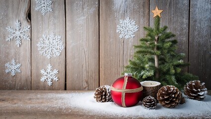 A charming Christmas tree decorated and surrounded by snow.