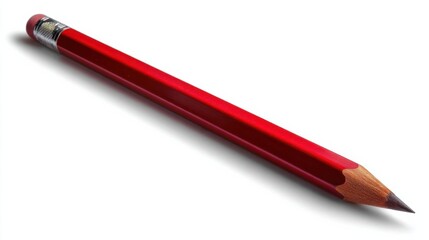 Creative drawing action with a red pencil on a white background artistic content minimalist environment close-up view
