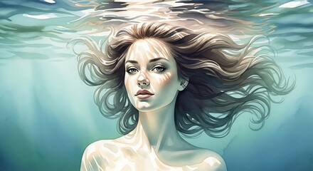 Fototapeta premium Fantasy Portrait of Woman with Wind Hair