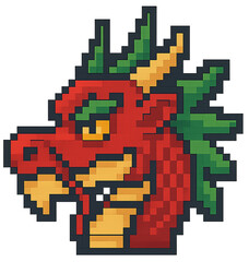 Fototapeta premium pixel heart chinese dragon