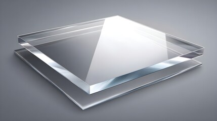 Glossy Transparent Acrylic Sheet Vector | Clear Plastic Panel with Realistic Light Reflections