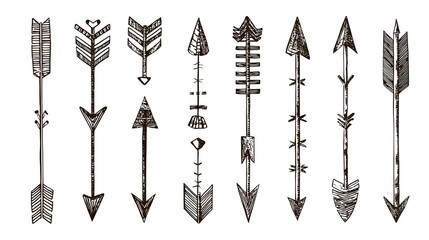 Hand Drawn Arrow Collection Vector | Simple Painted Arrow Icons Set Isolated on White Background