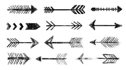 Hand Drawn Arrow Collection Vector | Simple Painted Arrow Icons Set Isolated on White Background