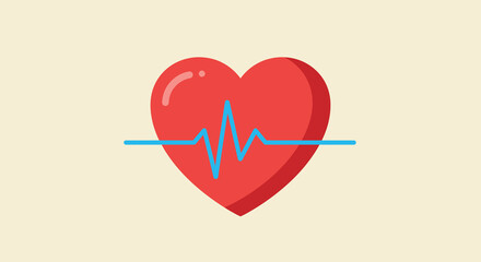 Heartbeat vector illustration - medical health concept for posters in flat design