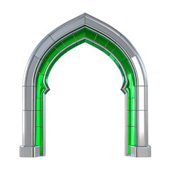Emerald green architectural archway isolated on dark background