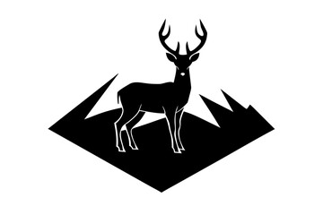 Silhouette Vector Art Illustration of The Mountain Stag