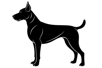 Silhouette Vector Art Illustration of a Muscular, Short-Haired Dog Standing Alert