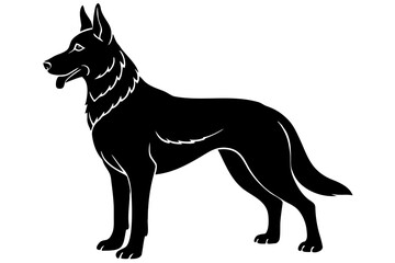 Silhouette Vector Art Illustration of a German Shepherd Dog