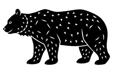 Silhouette Vector Art Illustration of a Bear With Geometric Pattern