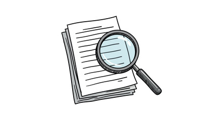 Magnifying glass over documents vector illustration for educational and business design