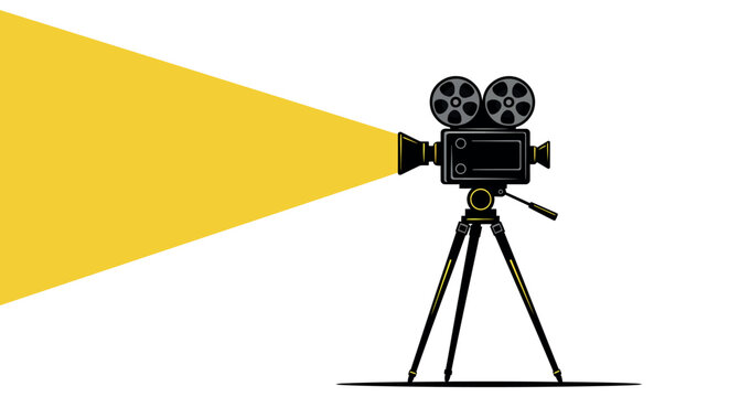 Retro cinema camera vector illustration for film and media design