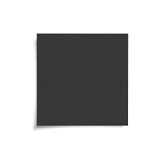 Black blank sticky note with shadow front view
