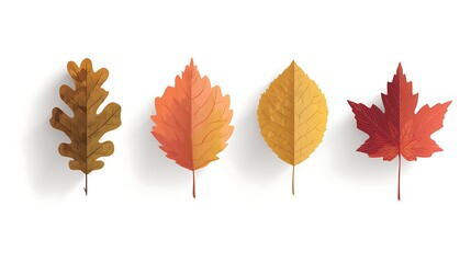 Fototapeta premium Autumn Leaves Collection Oak, Maple, and More - Fall Foliage Illustration