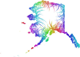 Rainbow sketch outline map of Alaska 