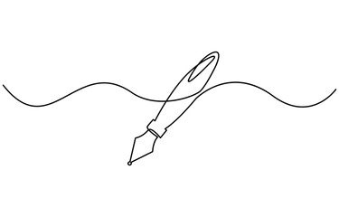 One continuous line of pen writing on a sheet. Vector illustration, Fountain pen continuous one line art drawing
.