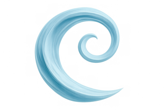 Light blue curl rotating, forming elegant spiral against transparent backdrop, embodying modern minimalist graphic design aesthetic - Powered by Adobe
