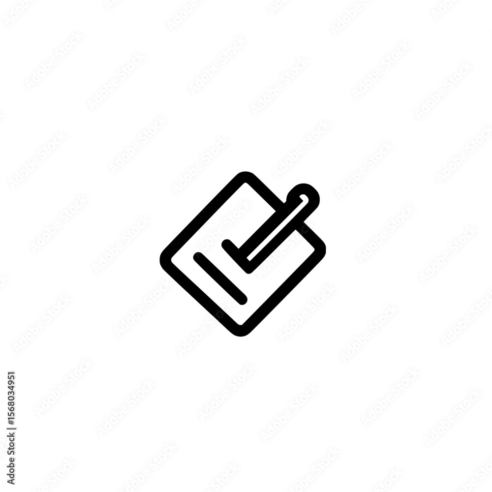 Poster vector checklist icon inside tilted square box symbolizing task completion approval and validation