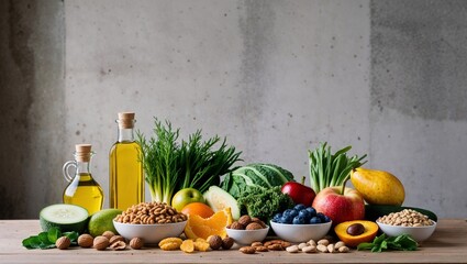 A colorful assortment of fruits and vegetables organized artfully.