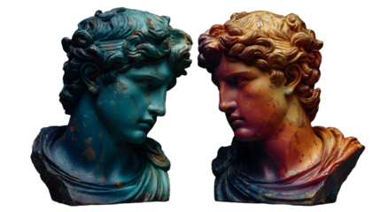 Gemini twin busts in color gradient