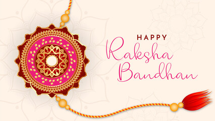 Happy Raksha Bandhan Post and Greeting Card. Indian Culture Rakhi Celebration Background with Text and Rakhi banner, poster. Rakhi background for Indian festival Raksha bandhan celebration