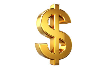Shiny Gold Dollar Sign on transparent background