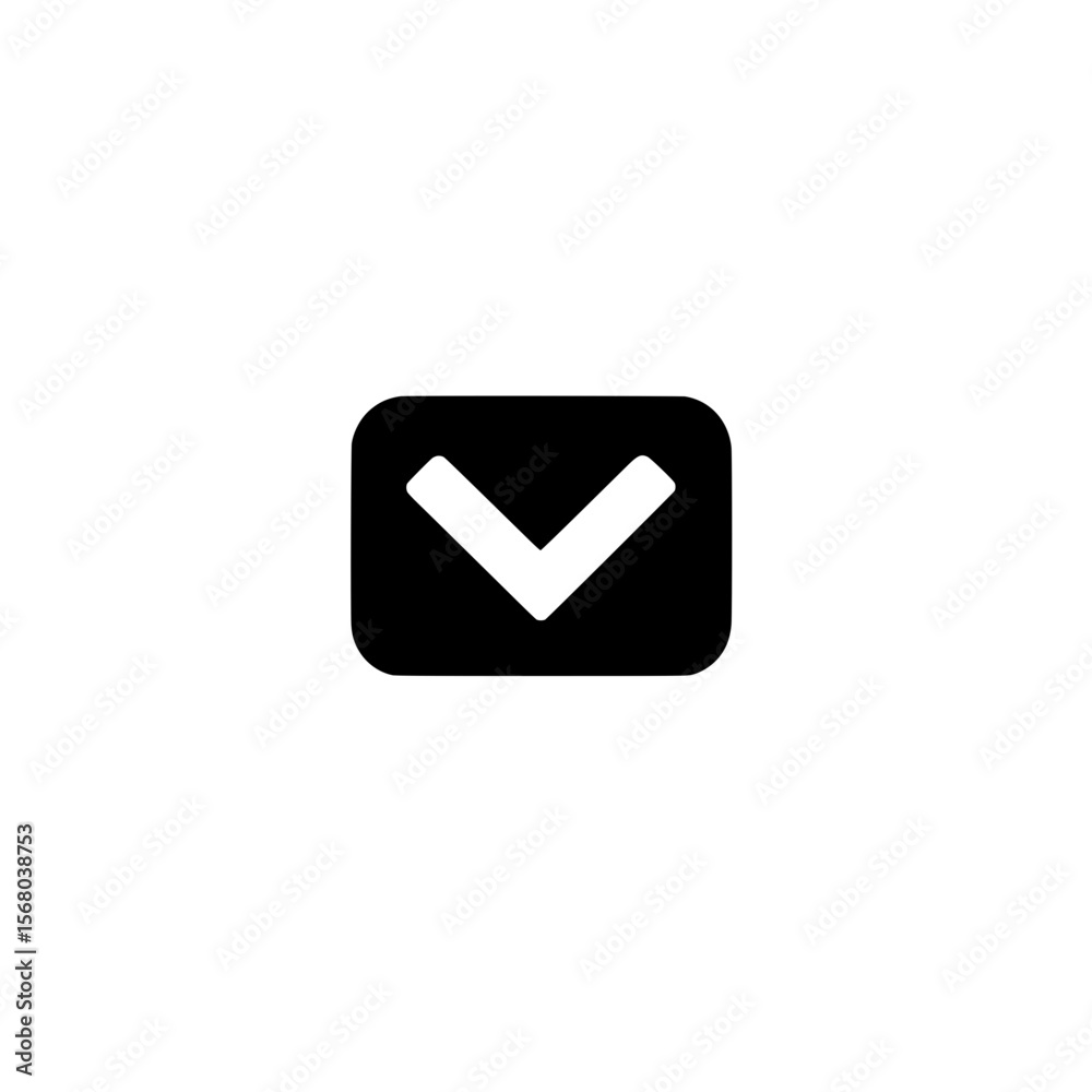 Poster vector checkmark icon inside square box representing confirmation approval and completed task symbol