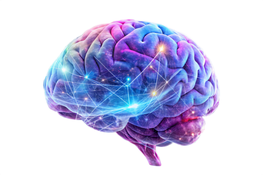 Human Brain with Neural Connections on transparent background