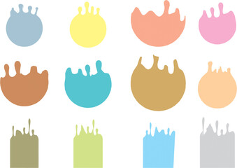 Dripping paint icons. Current liquid collection. Melting Paint flows. Paint color shades or marketing poster, banner idea.