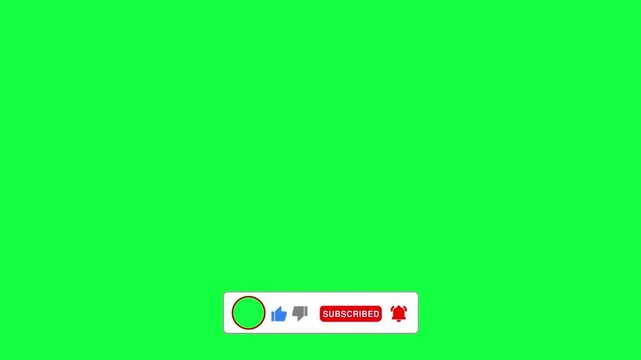 Subscribe button notification green screen animation	
