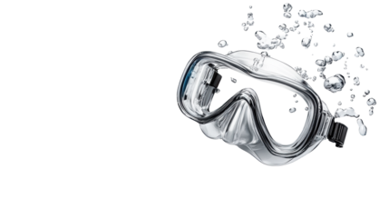 Snorkeling Mask with Floating Bubbles on Transparent Background