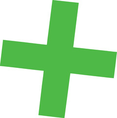 Fototapeta premium Green plus symbol tilted on white background shape graphic