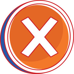 Obraz premium Orange circle with white cross and red blue border vector