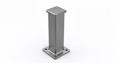 Metallic square post with a flat top and square base  