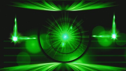 Futuristic Green Energy Light Beams and Abstract Digital Art