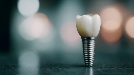 Close up of a dental implant model on a counter
