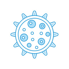 Blue virus cell with spikes and circles biology medical